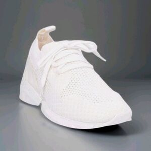 Giorgio Armani Womens White lace-up fabric sneakers w leather details Wms US 10